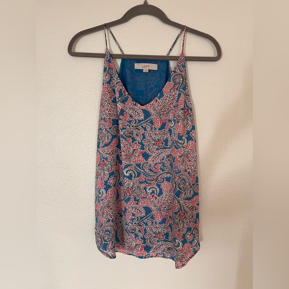 LOFT Paisley Camisole in Blue and Red